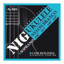 Encordoamento Ukulele  Nylon Branco NIG N305 Bolinha