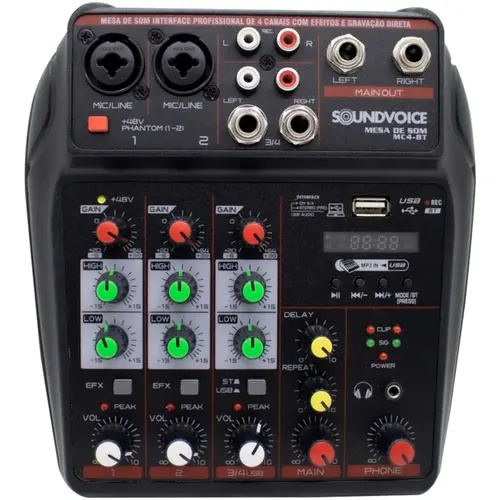 Mesa de Som Compacta Soundvoice MC4 BT