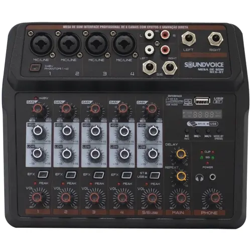 Mesa de Som Compacta Soundvoice MC6 BT