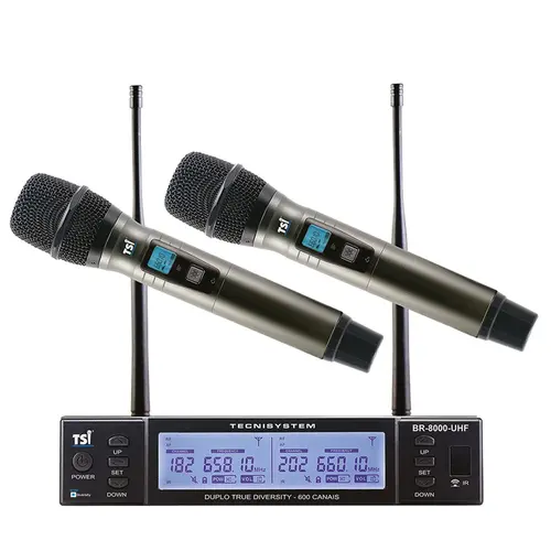 Microfone Sem Fio Duplo TSI BR-8000 UHF