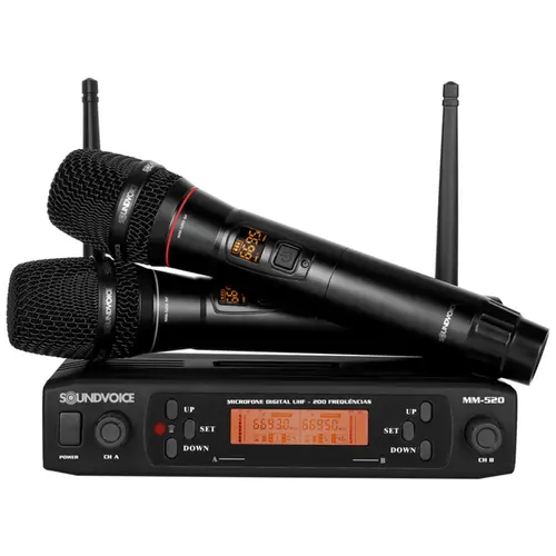 Microfone Sem Fio Duplo Soundvoice MM-520