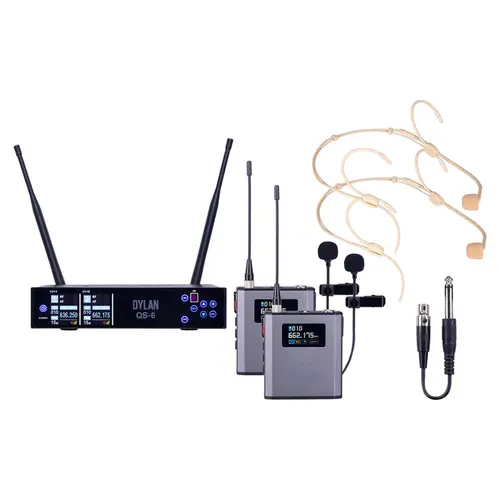 Microfone Sem Fio Duplo UHF Dylan QS-6 600MHZ PS.12815.10205