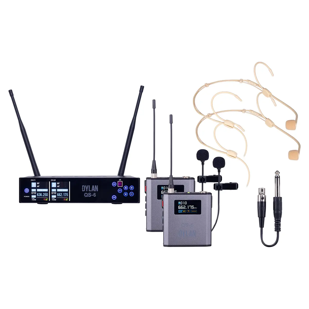 Microfone Sem Fio Duplo UHF Dylan QS-6 600MHZ PS.12815.10205